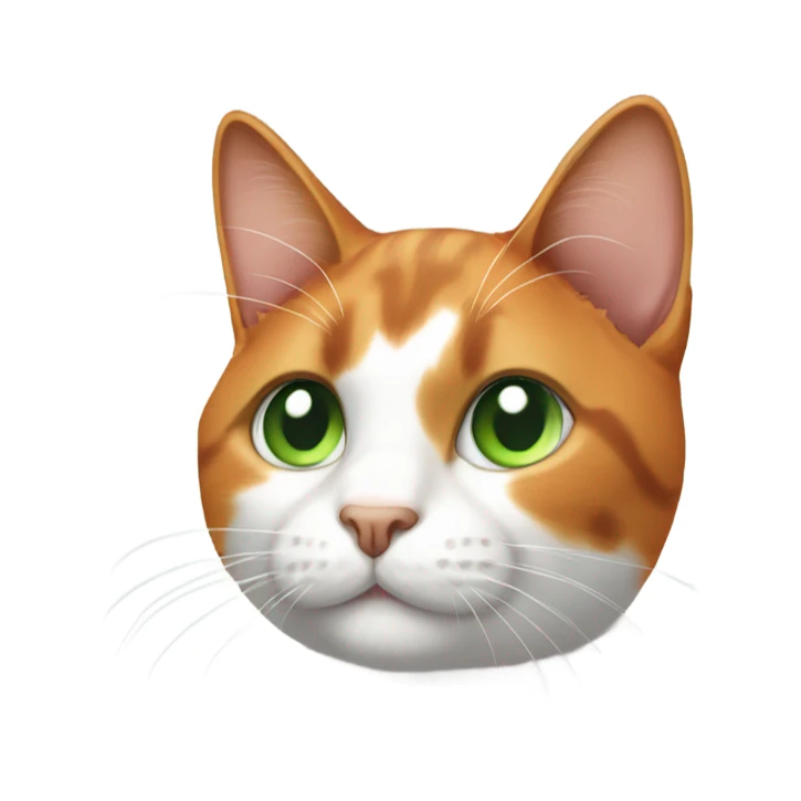 Calico cat with one orange ear and one half orange half white ear and green eyes sticker