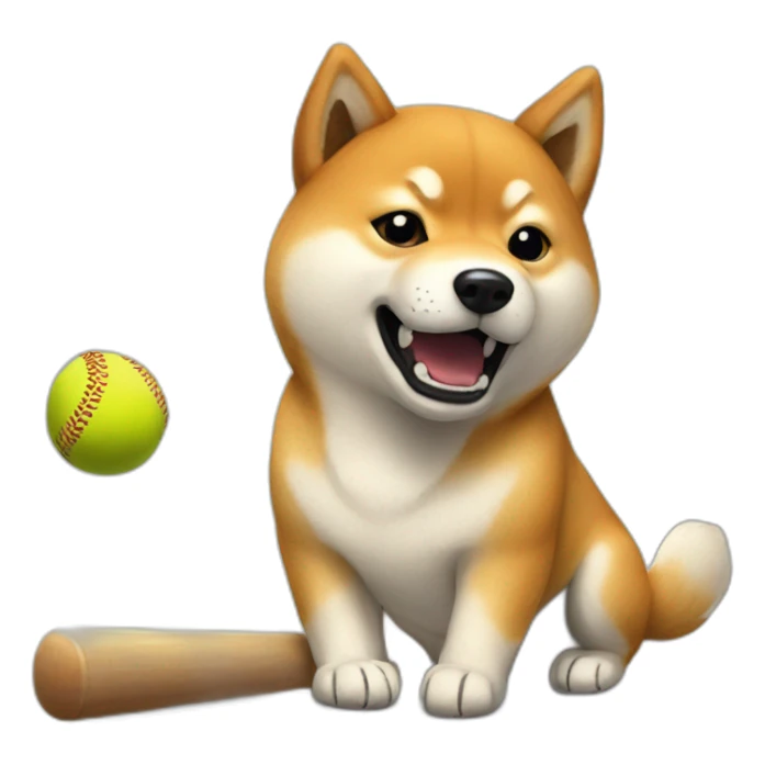 shiba inu hitting someone with a baseball bat, sitting sticker
