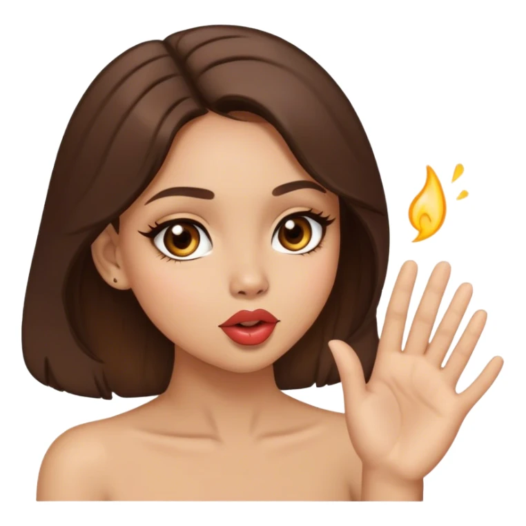 Light skin brunette with light brown eyes blowing a kiss  sticker