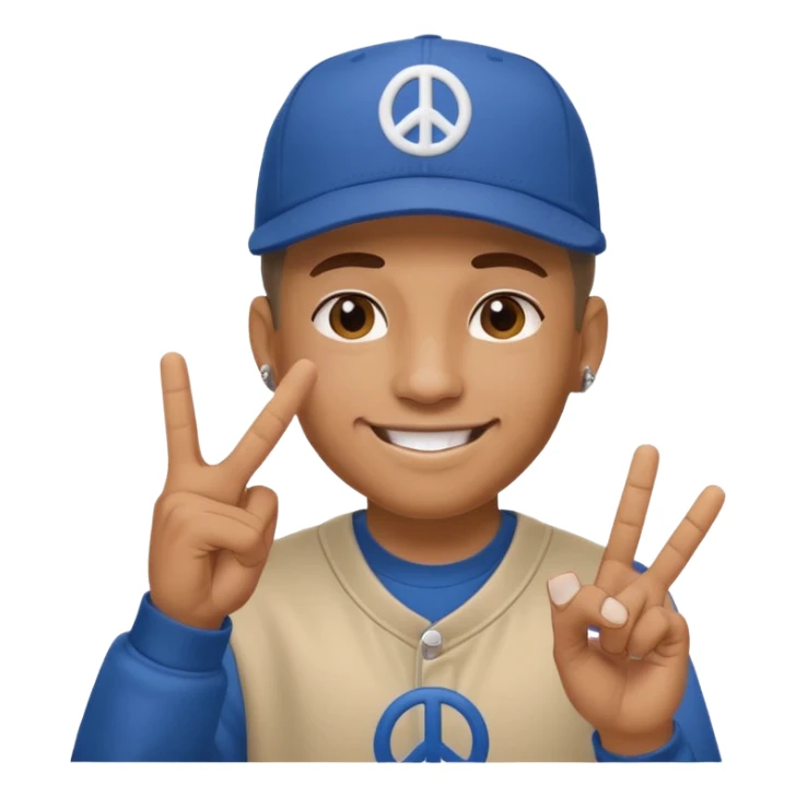 Hiphopper with baseball cap doing a peace sign with his fingers sticker