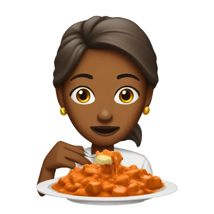 Women eating butter chicken  sticker
