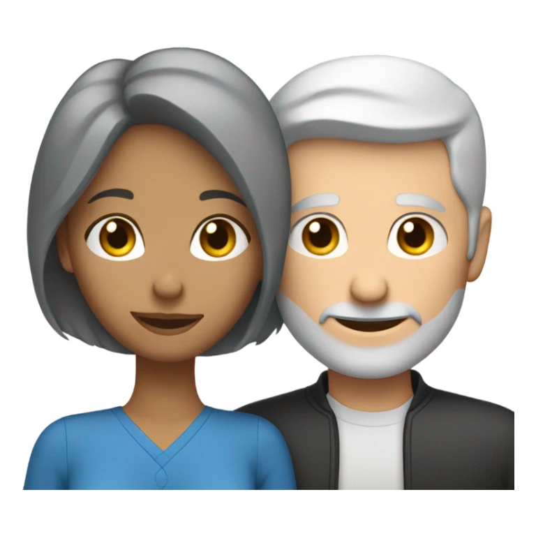White man blue eyes gray hair hugs Hispanic women  sticker