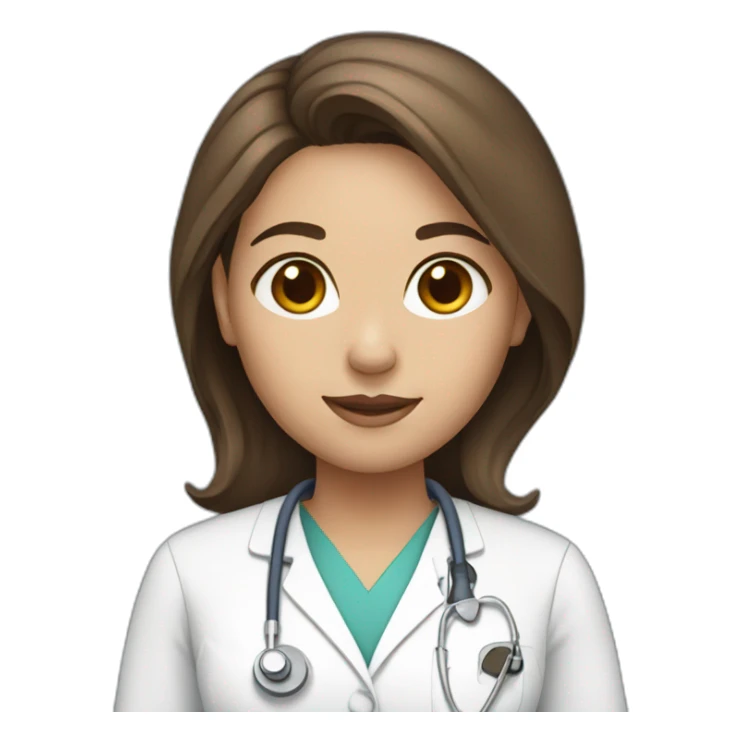 girl with middle part and brown hair in surgical tech uniform sticker