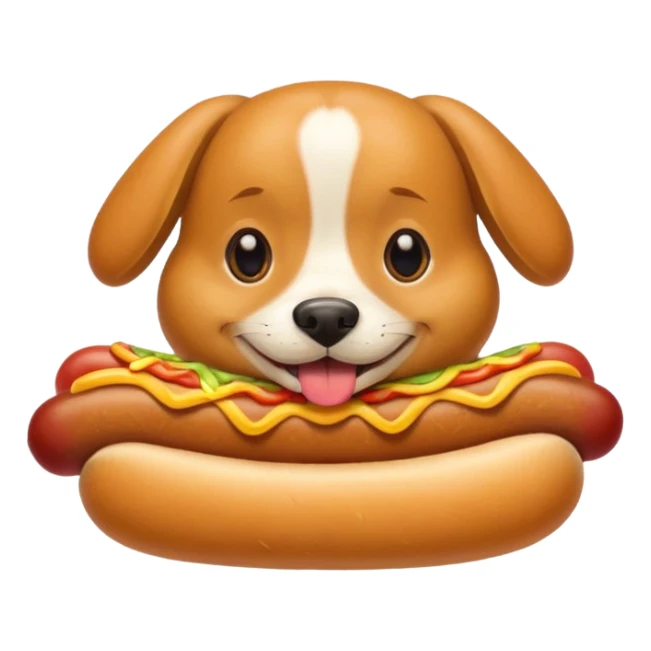 A dog eating a hot dog sticker