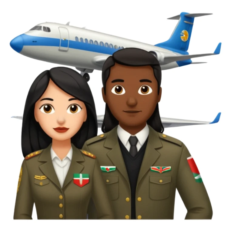 Mujer mexicana y hombre húngaro con un avión de fondo  sticker