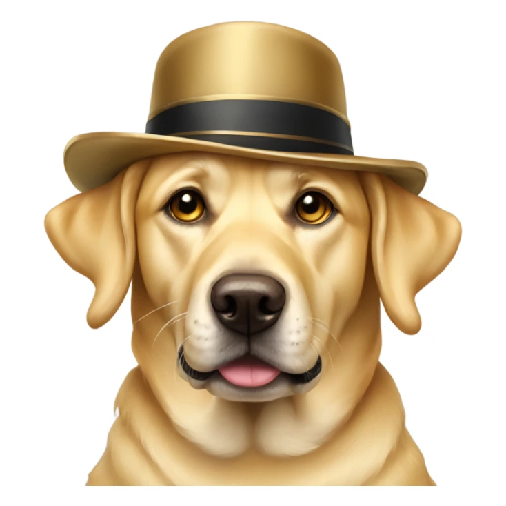 Golden lab dog wearing monocle and fancy hat sticker