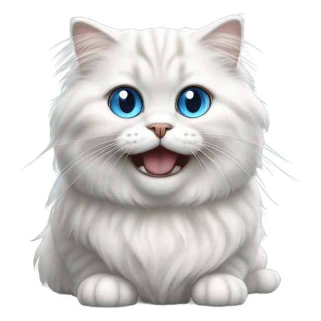 White and grey long haired Scottish fold with blue eyes laughing sticker
