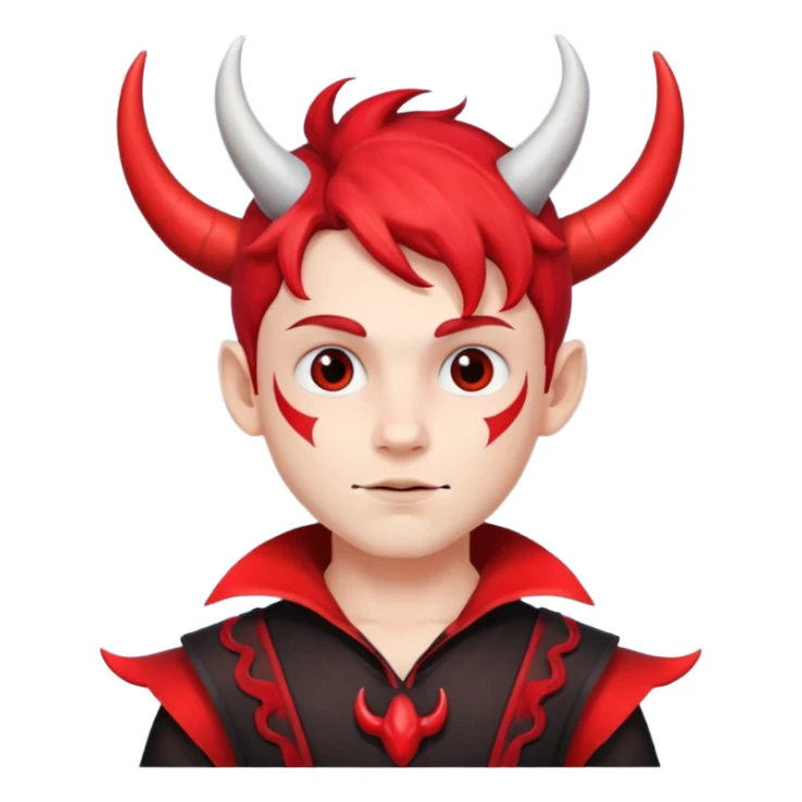 Red Horns on boy halloween sticker