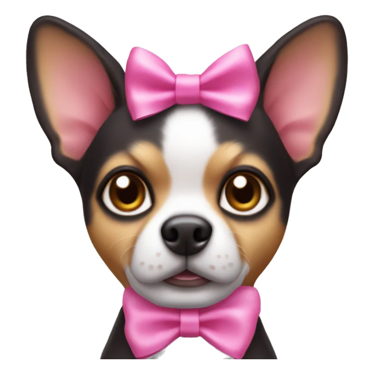 A chichuhua dog with a pink bow on its head sticker