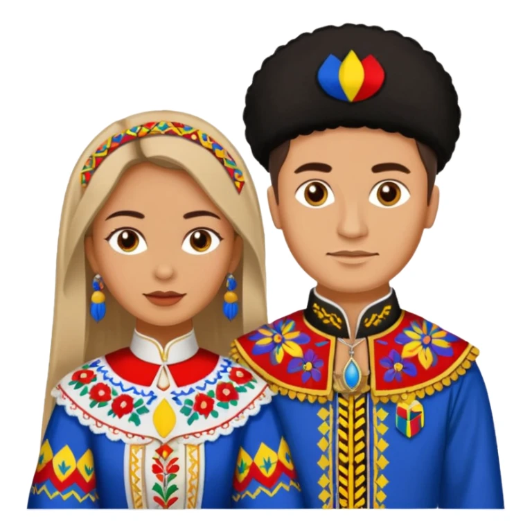 An woman dressed in a national Romanian costume and a men right next to her dressed in a Romanian national costume sticker
