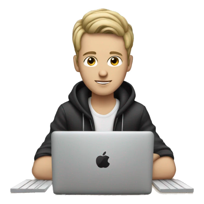 white boy Music producer with a macbook  sticker