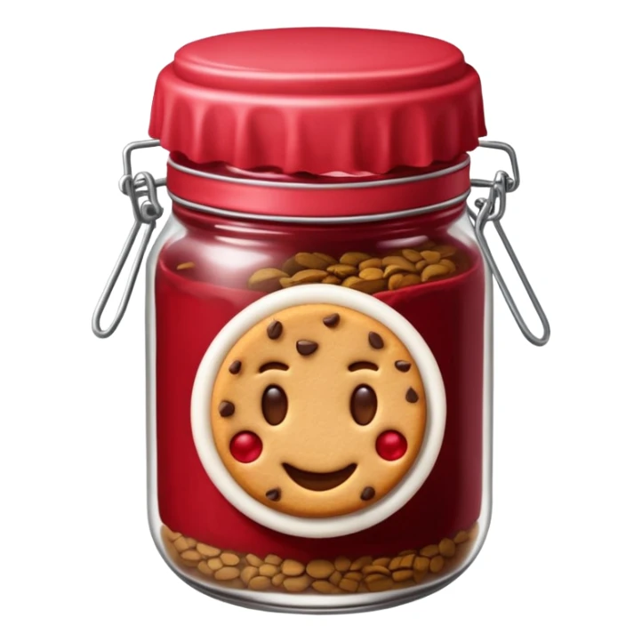 Emoji de un tarro de galletas Red Velvet con pepitas de chocolate blanco sticker