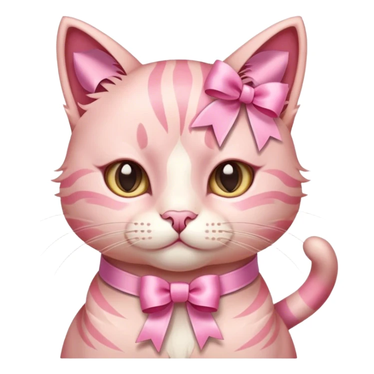 A cute pink cat wearing lots of ribbons sticker