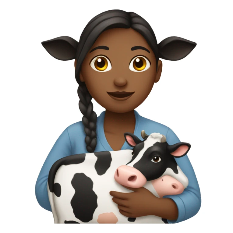 Girl holding a cow sticker