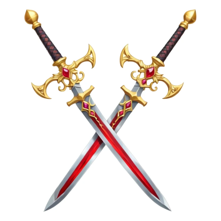 Two golden fiery royal crossed swords sticker
