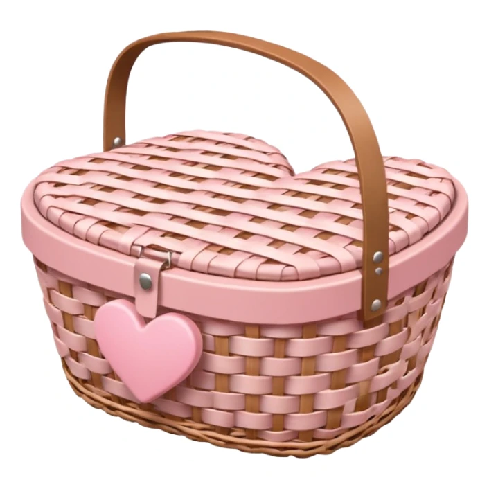 Light pink heart shaped picnic basket  sticker