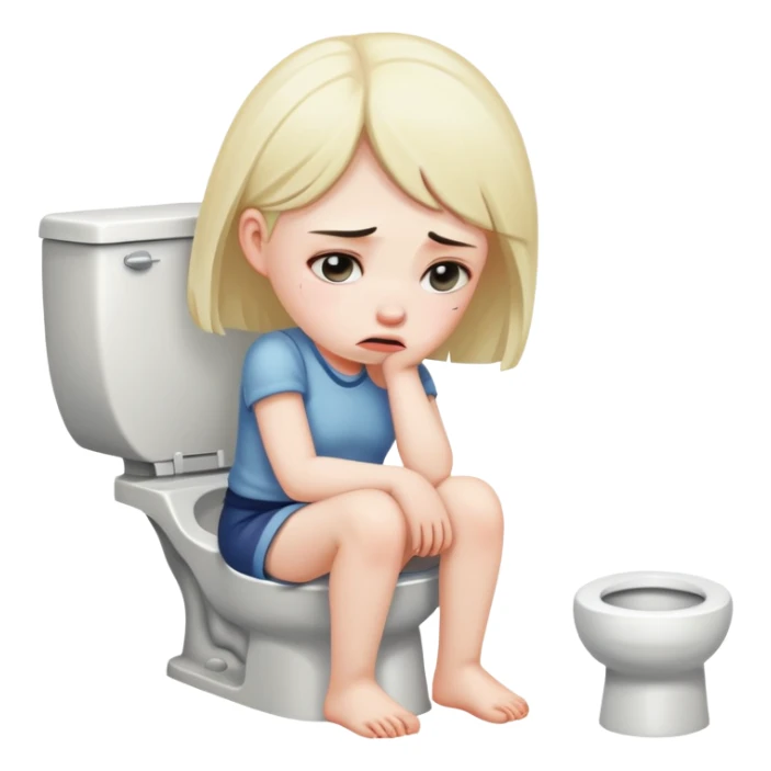 sad girl suffering on toilet sticker