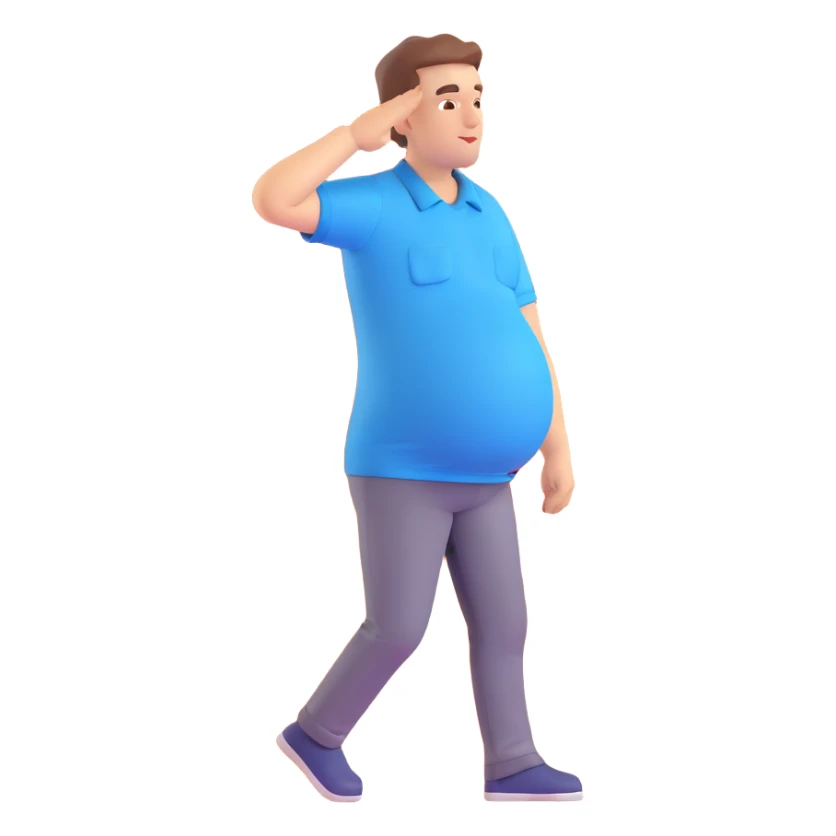 pregnant man saluting wearing a blue shirt sticker