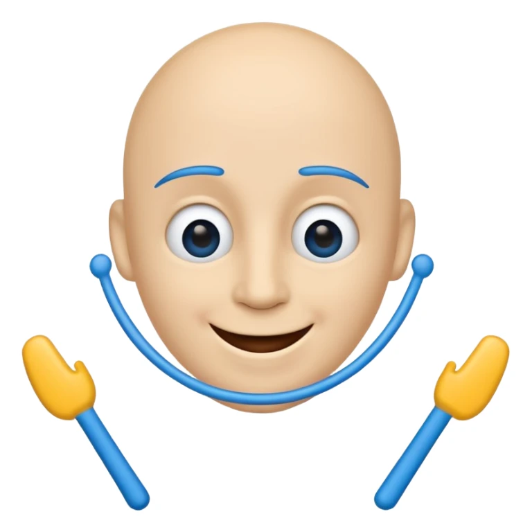 Blue stick figure happy remove eyebrows, nose and mouth sticker