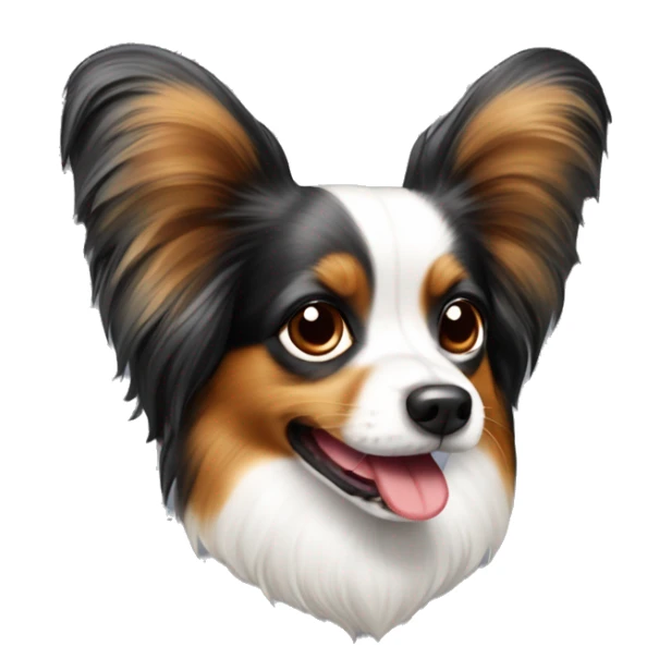 A tricolored papillon dog with it’s tongue out  sticker