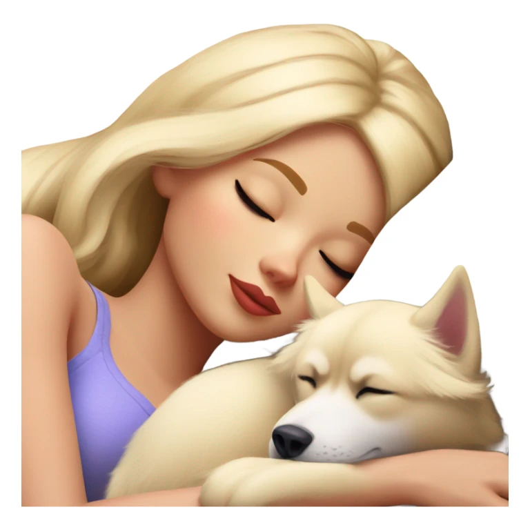Pretty blonde Barbie napping with red Siberian Husky  sticker