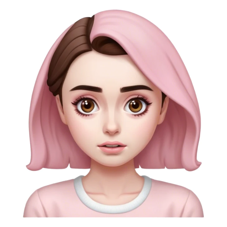 Lily Collins in light pink clothes shrugging  sticker
