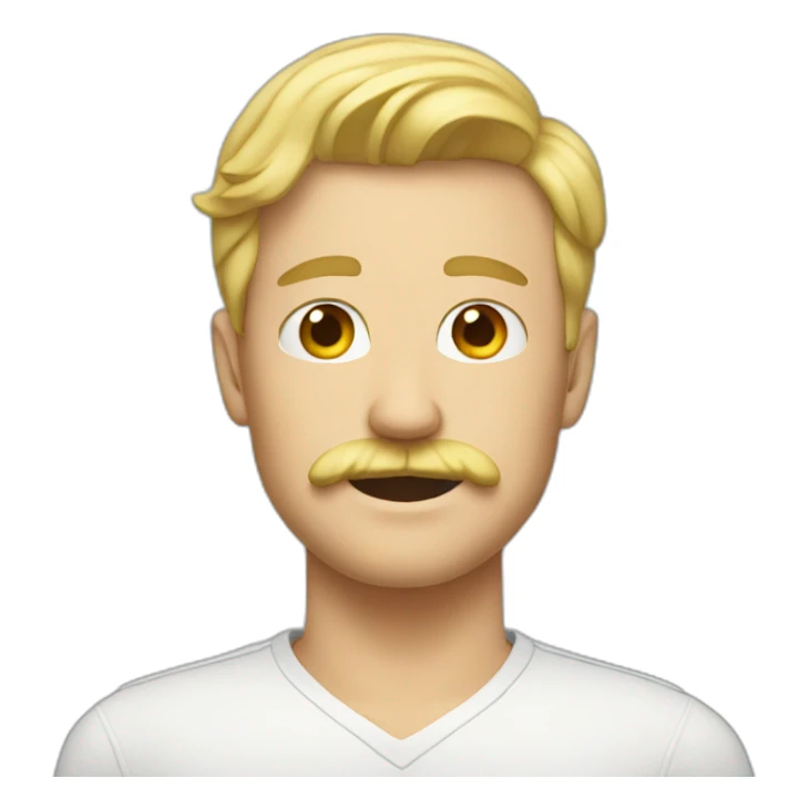Guy with blonde hair and a mustache sticker