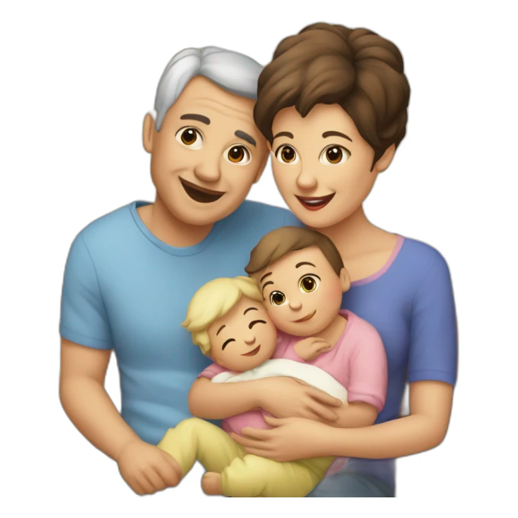 Père, jeune maman, jeune, avec un bébé sticker