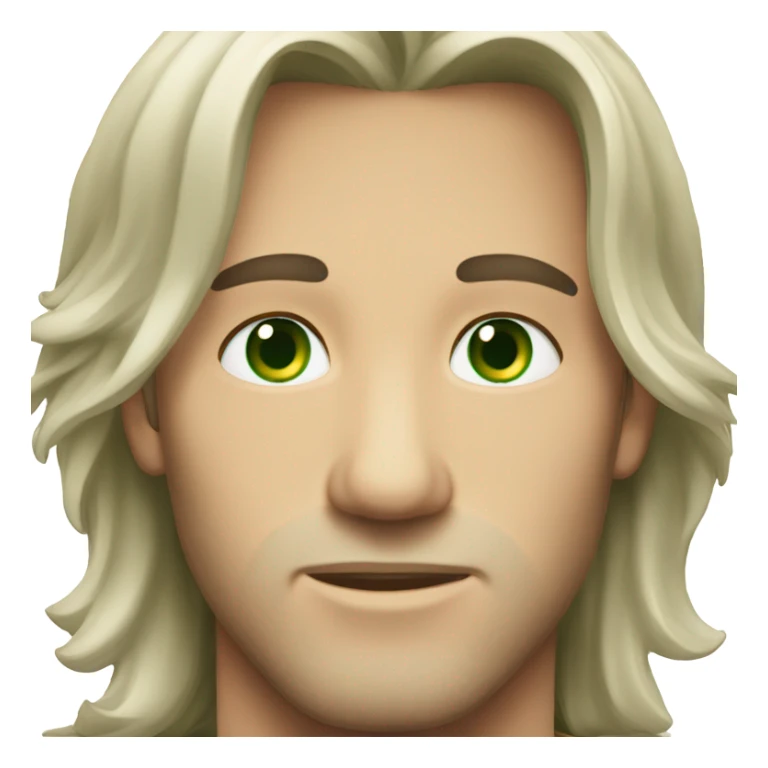 Gemini handsome man with clear face green eyes and long hair sticker