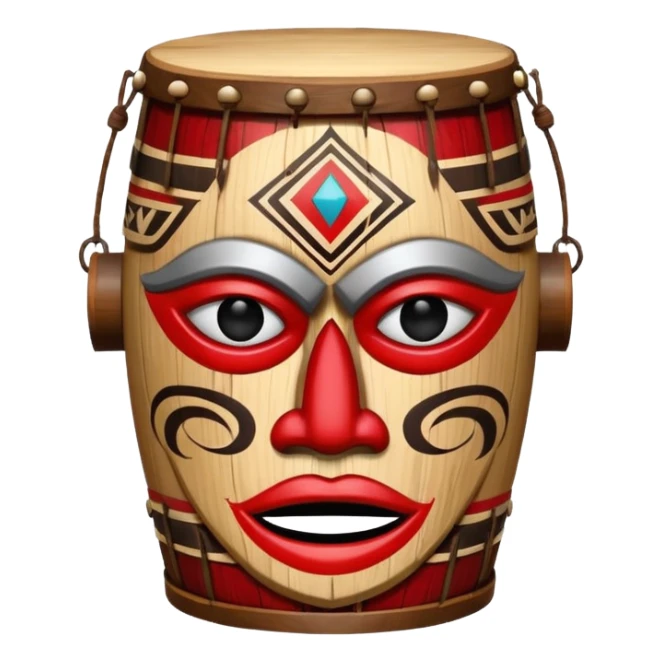 Drum Mask – Mask shaped with drum top, tribal style. sticker