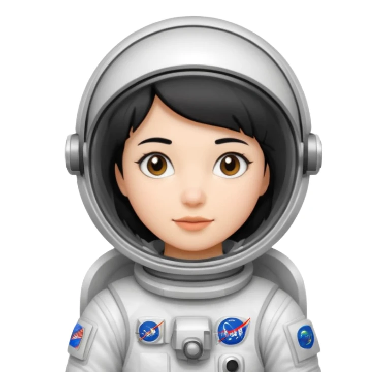 Young, female, astronaut suit, short black hair, white skin
 sticker
