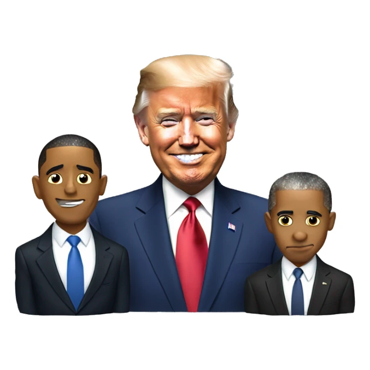 Barack Obama with Joe Biden and Donald Trump sticker