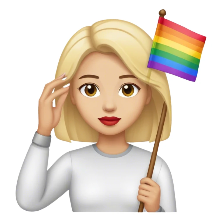 woman with lgbt flag sticker