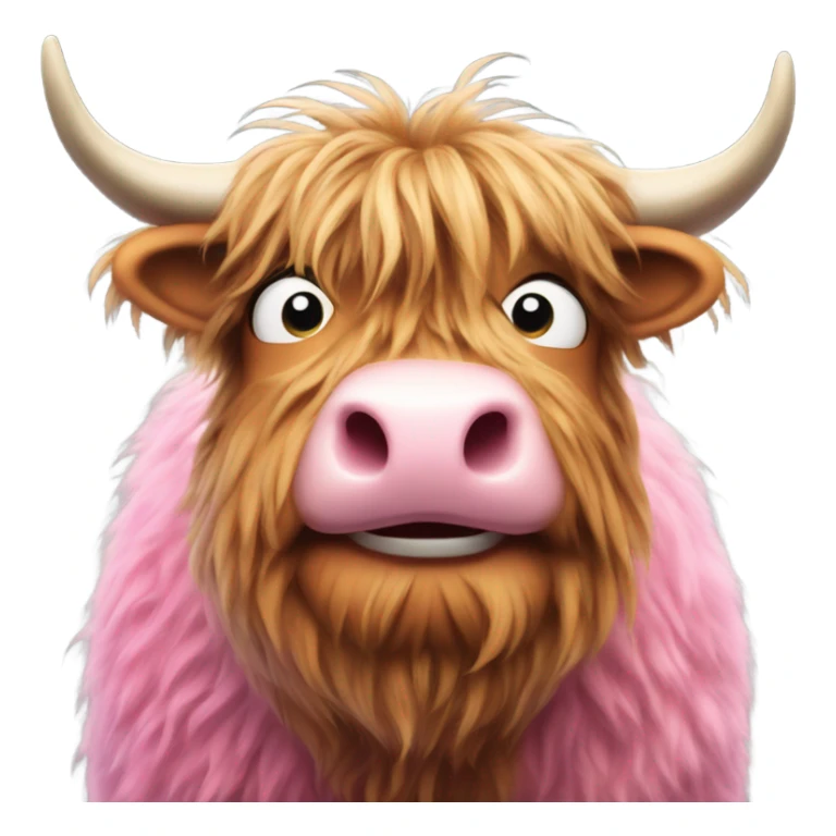Pink fluffy Highland ￼ cow sticker