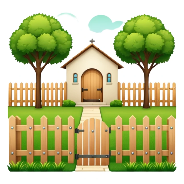 closed courtyard icon, safe private yard surrounded by buildings, minimal flat vector style sticker