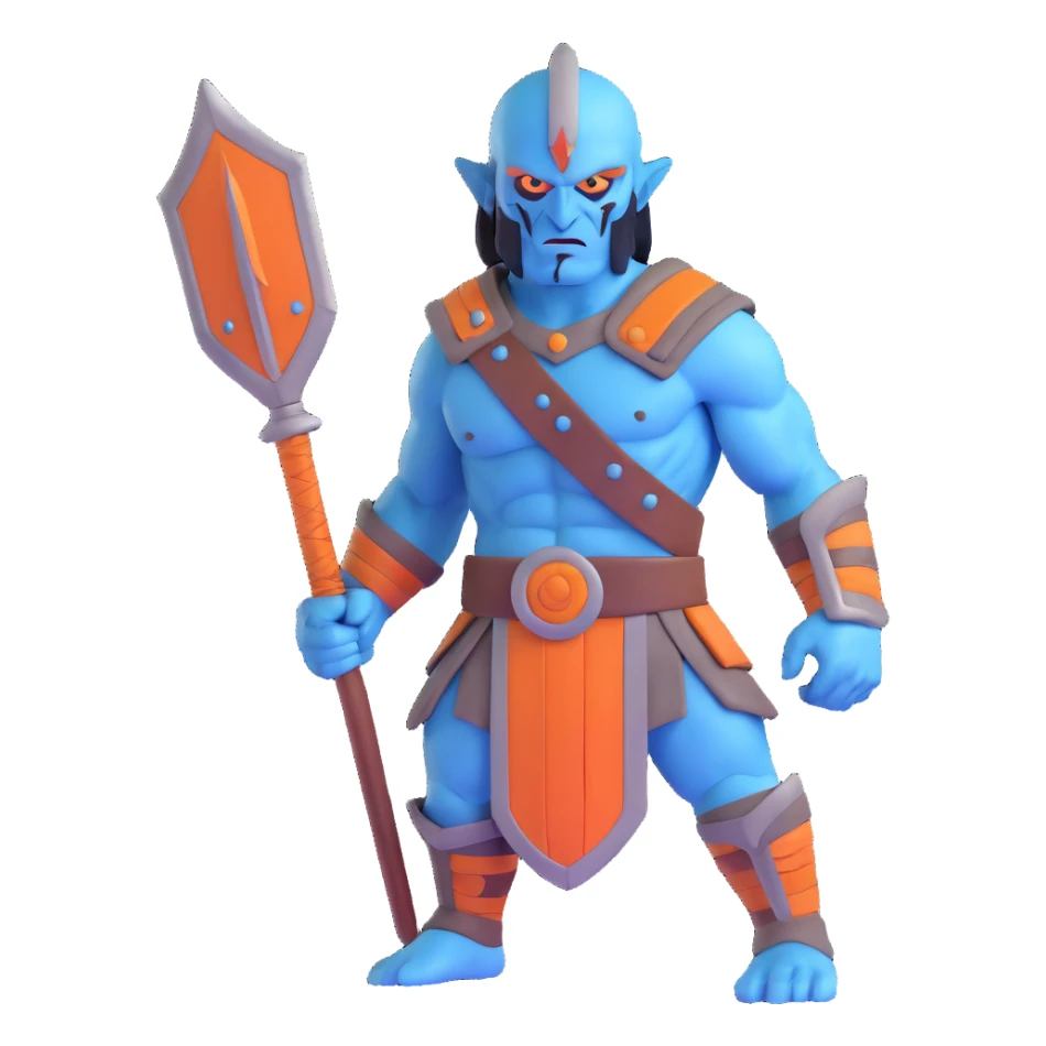 blue-skinned giant warrior with stitched skin sticker