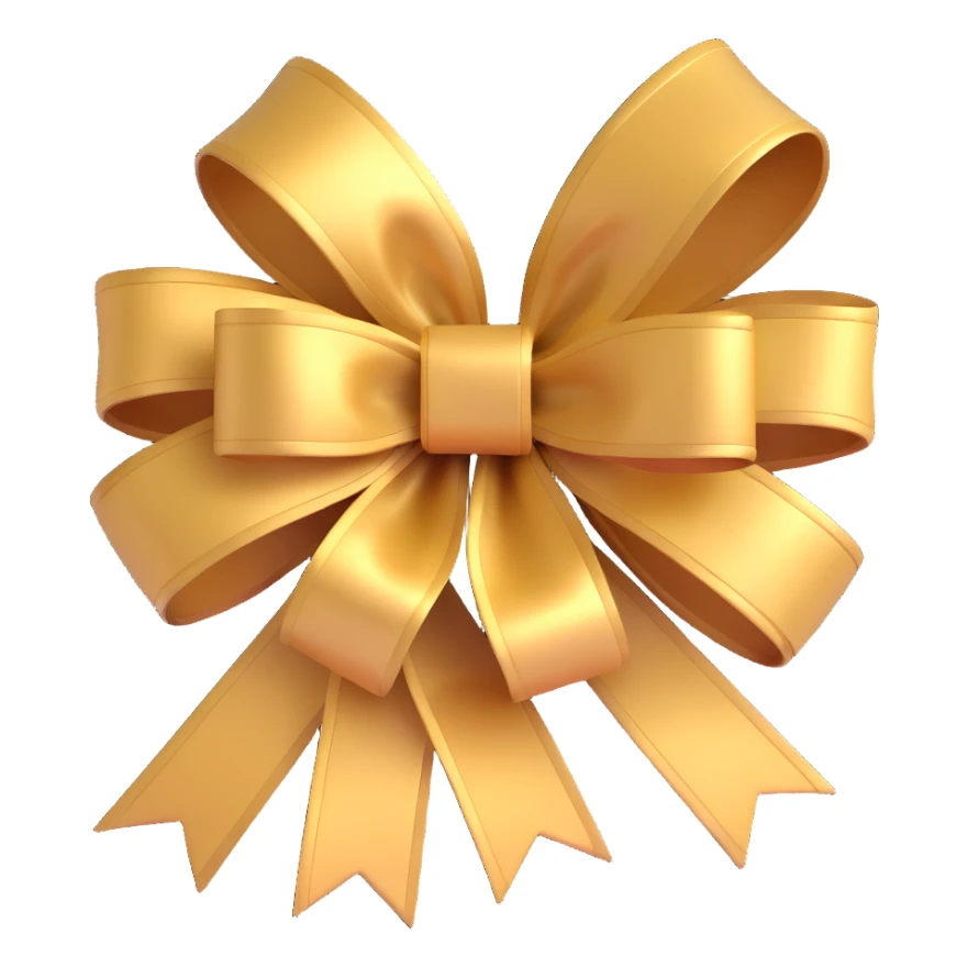 3D emoji style bow, gold, metallic and luxurious sticker