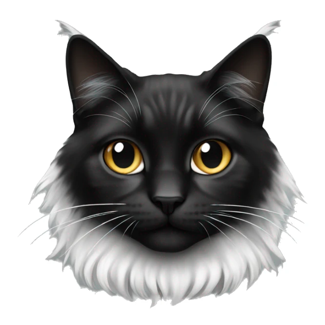 long haired cat half black half white with black bottom jaw sticker