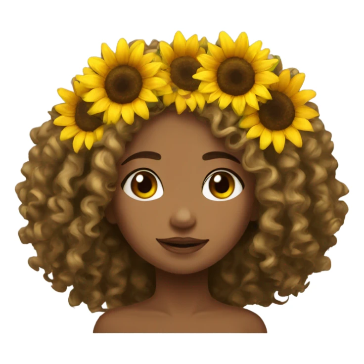 sunflower crown girl curly hair sticker