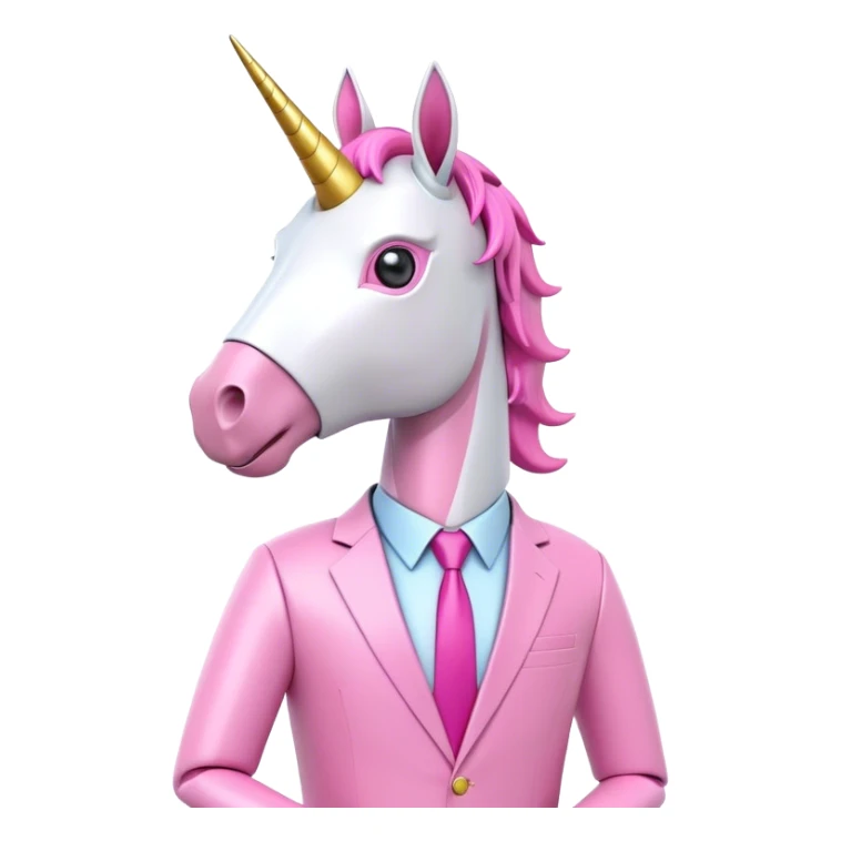 3d robotic office worker unicorn in all pink suit sticker
