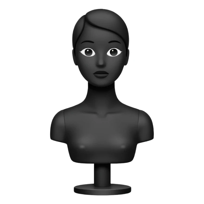 Minimalistic flat vector icon, iOS style, thin black contour on white background. Matte black mannequin in front of in 3D monochrome style. sticker