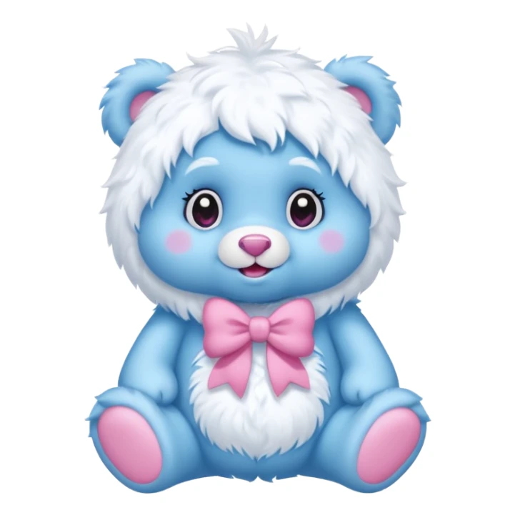 blue girl care bear yeti with bow sticker