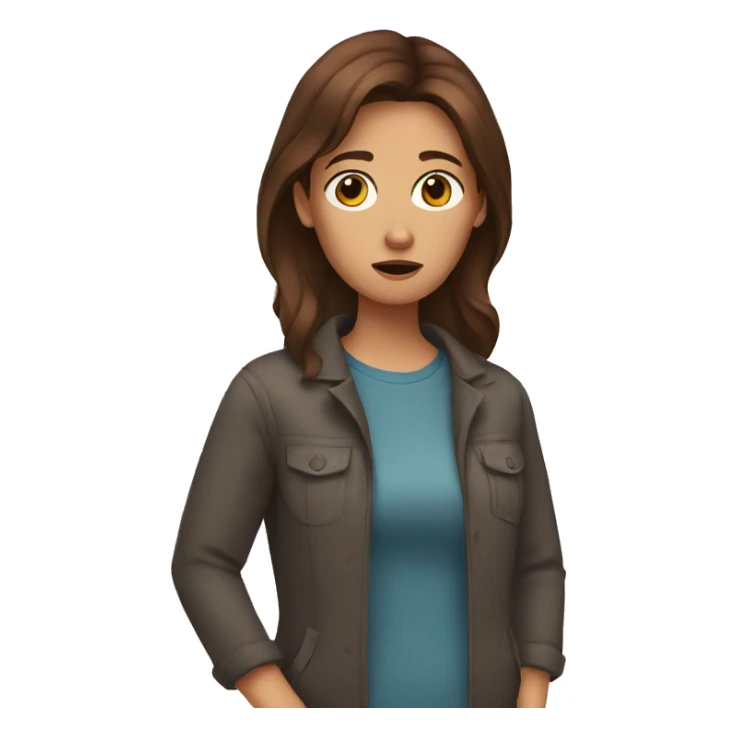 worried woman brown hair sticker