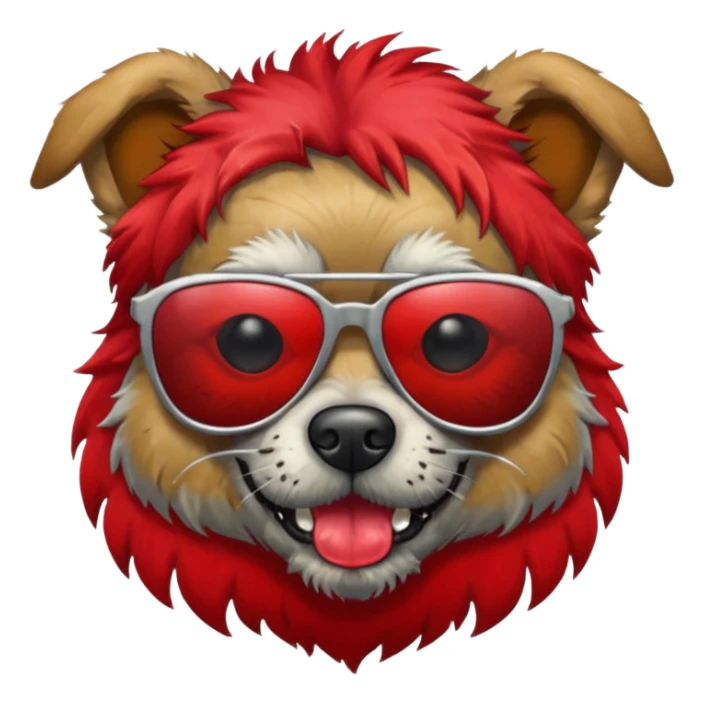 Zombie dog with red hair and sun glasses sticker