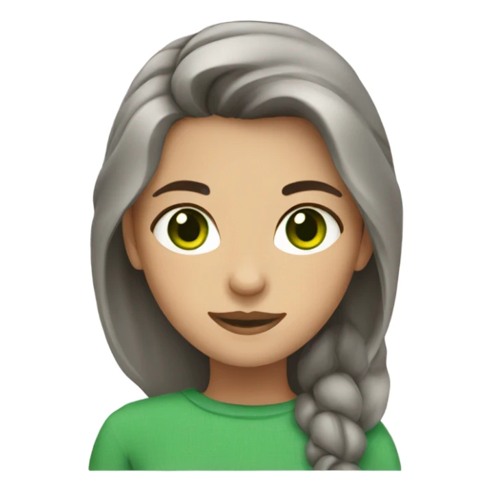 girl with brown and gray hair and green eyes sticker