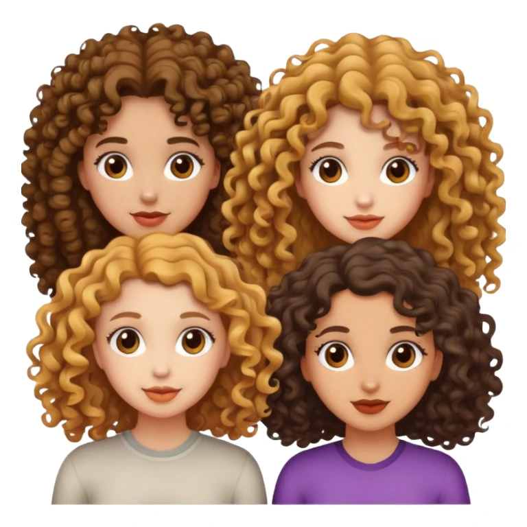 Três meninas uma de cabelo cacheado e a outra de cabelo ondulado e a outra de cabelo cacheado  sticker