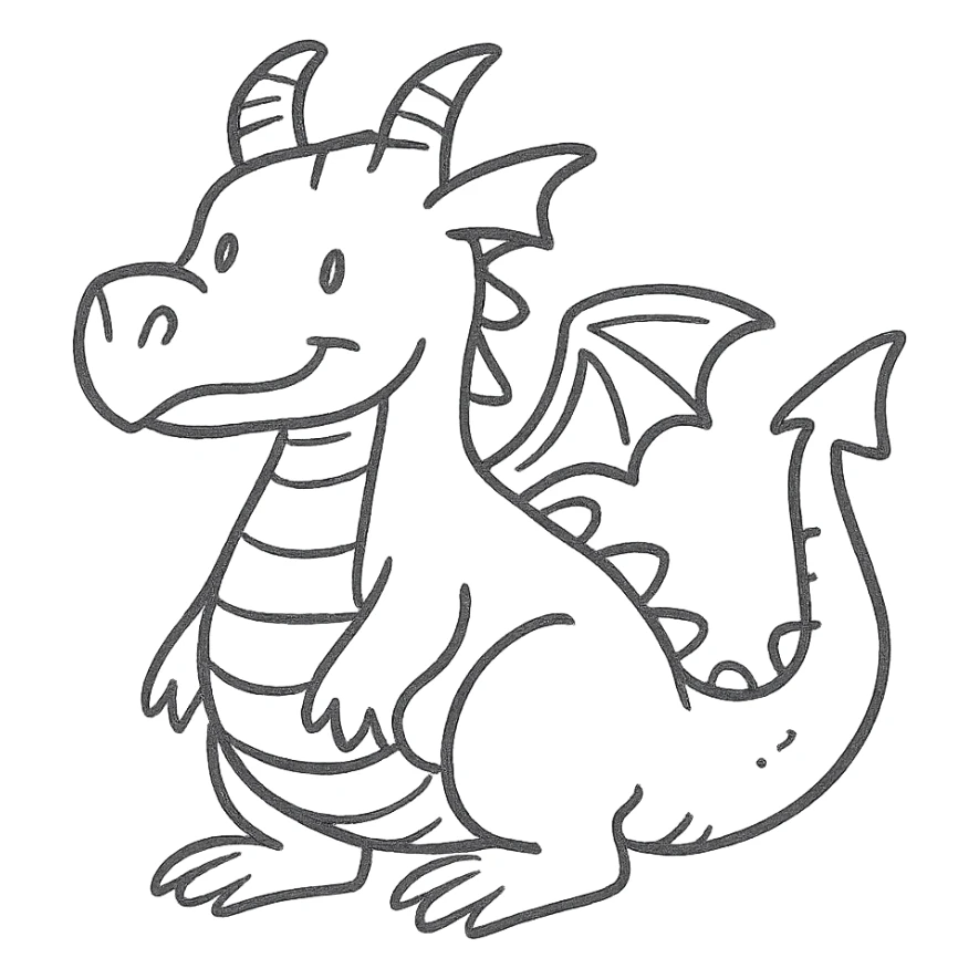 purple dragon, hand drawn outline icon style sticker