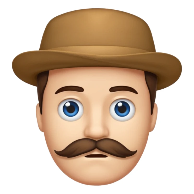 Crie um emoji de um menino de boné cabelo pro lado triste e bigode sticker