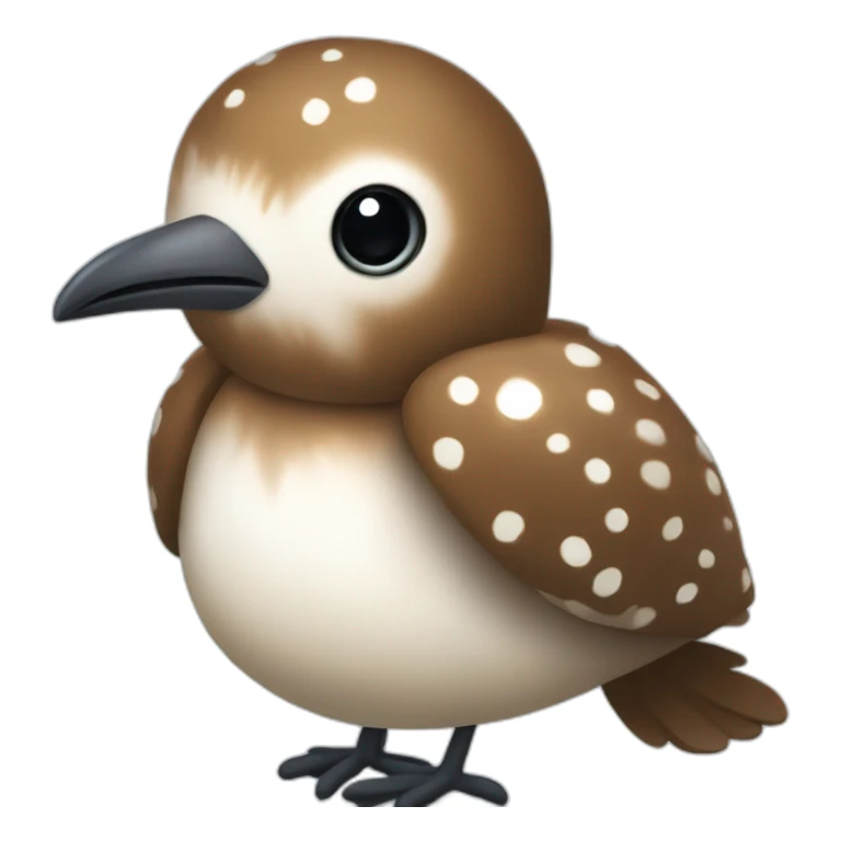fluffy brown speckled sea bird with white spots and long legs sticker