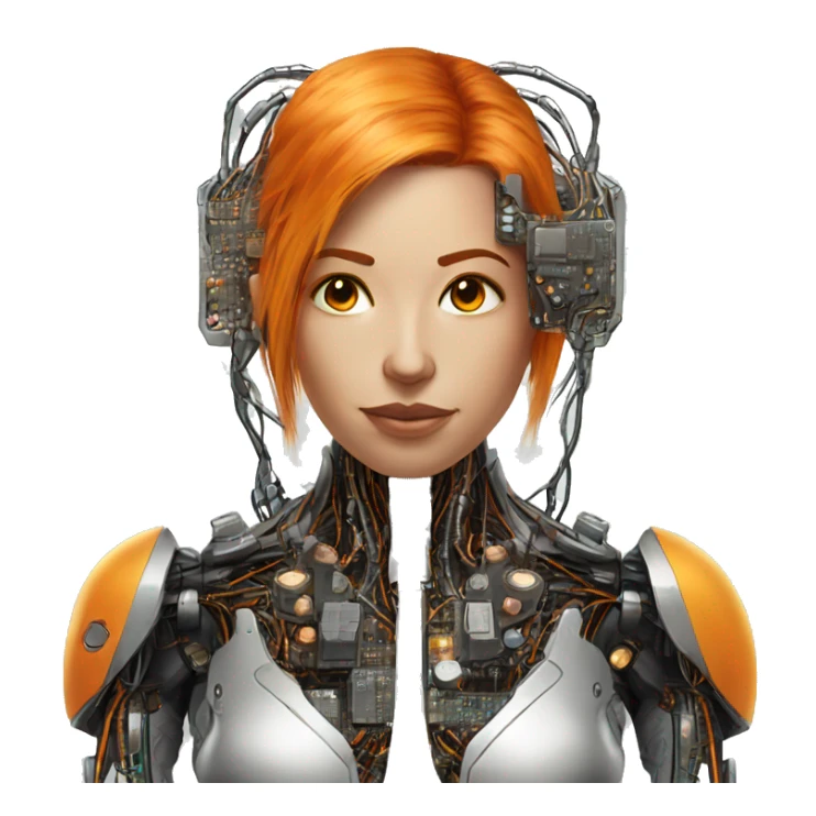 Head Female cyborg orange hair and circuits sticker